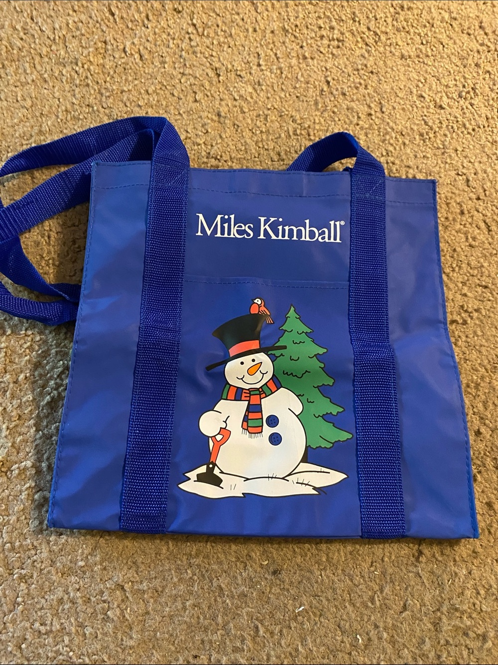 Miles Kimball Blue Snowman Tote Bag
